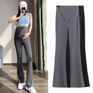 Maternity Yoga Pants For Summer Clothes Pregnant Women Fashion Solid Pregnancy Flare Shark Trousers Leggings Mxxl 240530