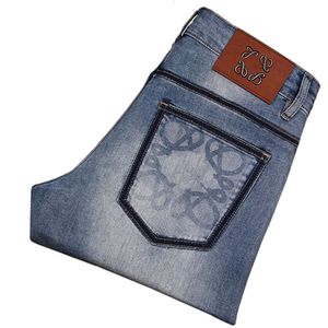 Designer Luxury Loes Classic High-End-Jeans Blue 2024 Neue All-Fit-Elastizitätsmode lässig kleine kleine Beinhosen