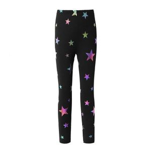 Kid Girl Stars trycker svarta leggings mjuka bekväma perfekt för utflykter och daglig bär grundstil L2405