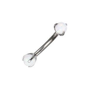ASTM F136 Titanium Internally Threaded Prong Set Opal Ball Curved Barbell Eyebrow Ring Ear Cartilage Piercing