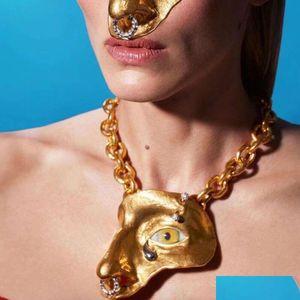 ペンダントネックレスヴィンテージバロックスタイルの合金メッキの女性のための形状のフェイスファッション宝石の誇張された長いチェーンネックレスアクセサリーD DH7UV