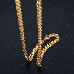 Punk Curb Cuban Link łańcuch 4/7 mm Mężczyzna 14K złoty długi naszyjniki na szyję choker dla mężczyzn Kobiet Hip Hop Biżuter