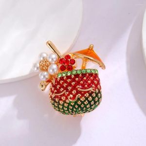 Brooches Luxury Rhinestone Lovely Drink Cup For Women Unisex Little Flower Umbrella Beverage Casual Brooch Pins Party Gifts