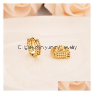 Hoop & Huggie Womens Round Hie Earrings 18 K Fine Yellow Gold G/F Middle Earring Mens Girls Boys Fashion Kids Children Jewelry Drop D Dhko2