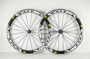 Cosmic Twill White Logo Road Bike Bieelset Clincher Carbon Alloy Wheelset Aluminum Brake Surface！