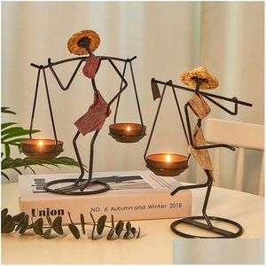 Candle Holders Creative Retro Home Decor Tabletop Accessories Wedding Table Centerpiece Living Room Human Figurines Candlestick Drop Dhomq