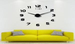 Hemdekoration Big Number Mirror Wall Clock Modern Design Stor 3D -klocka unika gåvor9794634