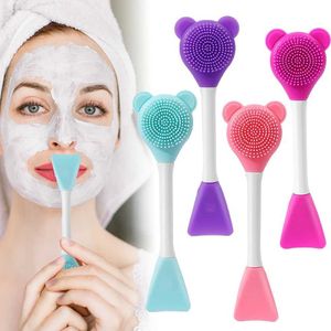 Makeup Tools Double Head Facial Mask Brush Silicone Applicator Spoon Spatula Stirring Stick Women Skin Face Cleansing Care Home Makeup Tools z240529