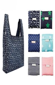 Fashion Printing Foldable Green Shopping Bag Tote Folding Pouch Handbags Convenient Largecapacity Storage bags 6 Colors 1754342