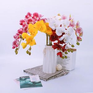 Decorative Flowers 9 Heads Latex Butterfly Orchid Artificial Real Touch Phalaenopsis Fake Flower DIY Home Garden Wedding Decoration