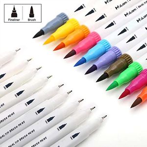 Akvarell Highlighter Pen Copic Art Supplies Artist Markers Set Brush Dual Tip Fineliner Ritning Calligraphy Målning