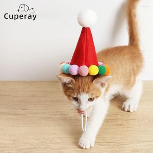 犬のアパレル猫ファーボールクリスマスハットヘッドギアホリデーウェディング子犬のための小さな帽子の誕生日パーティー子猫衣装アクセサリー