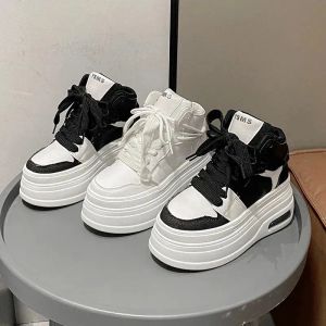 Skor höjd ökande chunky sneakers för kvinnor tröstar hög topp 8 cm plattform sport basket nonslip