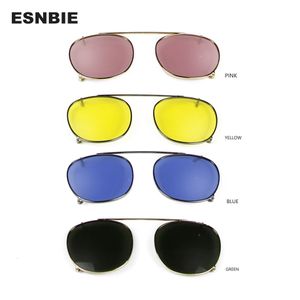 Depp stil rund klipp på solglasögon linsblå rosa gula gröna polariserade solglasögon för kvinnor män mode tonade clipon 240530