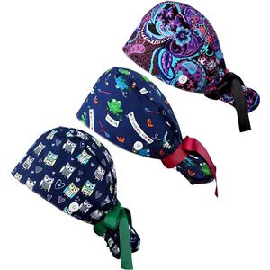 Berets 3pcs Unisex Cap Cotton Washable Hate Hate Uniform Accessories Hats Женщины стоматологическая клиника Рабочая скраб -кепки 270D