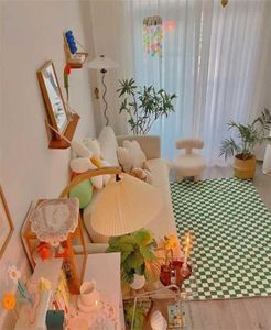 Checkerboard Solid Color Carpets Large Area Rugs for Living Room Nonslip Green Floor Mat Soft Bedside Rug girl bedroom decor 22016823039