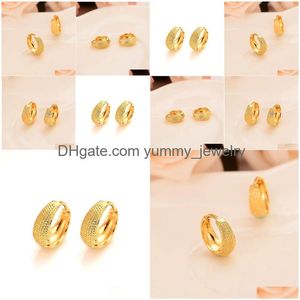 Hoop & Huggie Solid Gold G/F Circle Earring Exaggerated Small Earrings Vintage Elastic Shrimp Male Buckle Female Drop Delivery Jewelr Dh9Ka