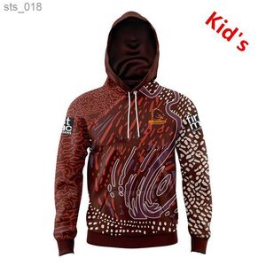 Fans Tops Tees 2024 BRISBANE BRONCOS INDIGENOUS YOUTH TRAINING RUGBY Hooded JERSEY TODDLER Kids size 16--26 ( Print name and number ) H240530