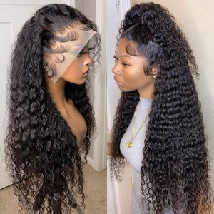 HD Curly Lace Frontal Wigs Human Hair 250% 13X4 Lace Front Wigs Water Wave HD Lace Closure Wig Full Lace Synthetic Wig for Woman Hegid