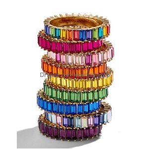 Wedding Rings 2021 Promotion Selling Gold Rainbow Cz Ring Engagement Band Stacking Stacks Eternity Colorf Finger Jewelry For Drop Del Dhnjr