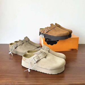 Birkinstock 막힘 슬리퍼 Boken 디자이너 신발 Uggslipper 가죽 높이 Boken Half Uggliss 슬리퍼 여름 패션 스폰지 샌들 Uggg Sandal Luxur 732