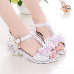 Sandálias de salto plano garotas primavera verão garotinho vestido princesa bow moda teenage sapatos
