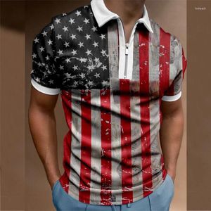 Herrpolos dragkedja 3D tryckt minimalistisk kortärmad polo skjorta avslappnad topp