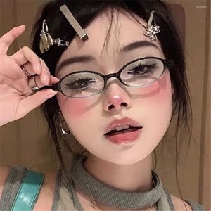 Sunglasses Frames Japan Spicy Girl Glasses Frame INS Style No Makeup Plain For Women Vintage Small Oval Decorative