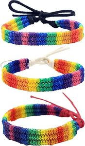 Gay Pride Ajuste Ajusta Bracelet Cadeia Presente LGBT unissex Made Briided Rainbow Pulsets Bracelets Stripe Correias para festa