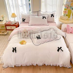 Bedding sets Designer bedding sets Small fresh wash wool 4-piece three-dimensional butterfly lace home bed skirt set skin-friendly bed sheet 3-piece set