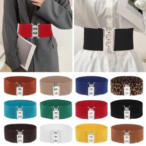 Belts Women Fashion Wide Elastic Belt Multicolor Metal Buckle Cinch Waistband Casual Ladies Coat Waist Band Dress Cummerbands