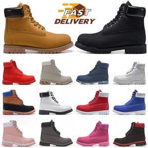 men women designer boots wheat black white brwon grey pink red army green blue Ankle booties mens trendy booties winter shoes