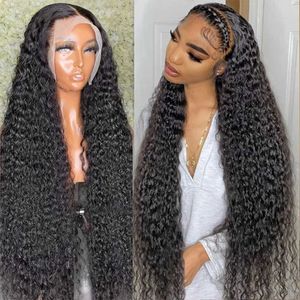 Hair Wefts 40 inch water curly 13x6 high-definition transparent lace front human hair 200% Brazil 13x4 loose deep wave gel free Q240529