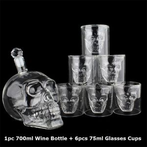 Crystal Skull Head S Glasses Cup Set 700 ml Whisky vinglasflaska 75 ml koppar Decanter Home Bar Vodka Drinking Mugs 210827 245Q