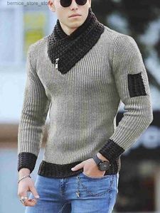 メンズセーター韓国ファッション秋の男性カジュアルビンテージスタイルのセーターウールタートルネック特大2023冬の男性暖かい綿プルオーバーセーターQ240530