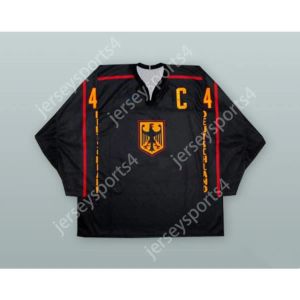 Jerseys Custom Uwe Krupp 44 Deutschland Black Hockey Trikot