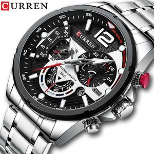 Wristwatches CURREN Leisure Business Chronograph with Waterproof Stainless Steel Mens New Luxury Fashion Quartz Mens Wrist Q240529