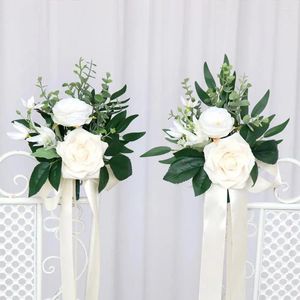 Decorative Flowers Artificial Chair Back Flower Aisle For Church Bench Wedding Arrangement Decorations