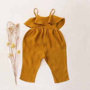 Rompers Baby Girl Summer Clothes Toddler Girls Jumpsuits Linen Cotton One Piece For 0-3Yrs Kids H240530 3WO7