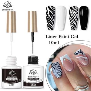 Nail Polish Born Pretty paint lining gel nail polish black and white French gorgeous glitter painting color painting nail art design DIY varnish d240530
