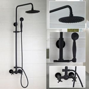 Jieni 8 inç mat siyah banyo duş musluk el sprey hortum yağış duş baş küveti 3 yol kontrol duş seti mikser musluk