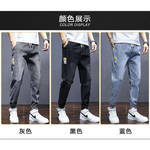 Fashion Casual Men's Chaopai Classic Trend Denim Totoro Joint Series All-In-One Cartoon Mönster Chic Men's and Women's Loose Haren Pants Jeans