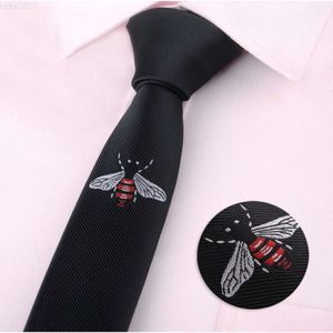 Fashion mens classical cartoon animal Bee butterfly Beard Broom skinny polyester neck ties Embroidery black casual