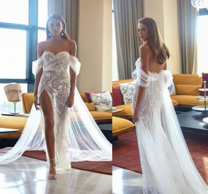 2020 ELIHAV SASSON HIGH SLIT Wedding Dresses Beading Illusion Sexig Mermaid Wedding Dress Off The Shoulder Beach Wedding Vestidos D4184771
