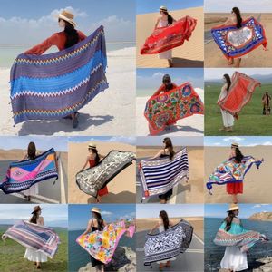 17 estilos 90x180cm Travel Praia Protetor solar Scarve Bikini grande xale sarongue lenço feminino Mulheres de banho brasileiro Concobrições de banho 240530