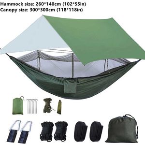 Hamki przenośne biwakowanie Turystów Turystów Hamak Travel Outdoor Garden wiszący komar mosquito huśtawka wiht wodoodporne markizy baldachim H240530 CL16