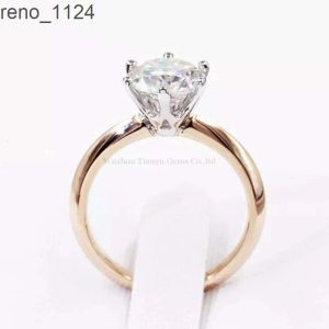 خواتم Tianyu Gems Custom Mossanite Jewelry 2Ct VVS Moissanite Solitaire Real 14k 18k Diamond Lainting Gold Ring for Women