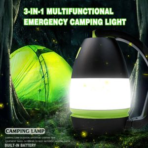 3 em 1 LED multifuncional Luz de acampamento USB Carregamento lanterna de emergência Lâmpada interna Lâmpada de mesa ao ar livre Pacote de energia de camping 240524