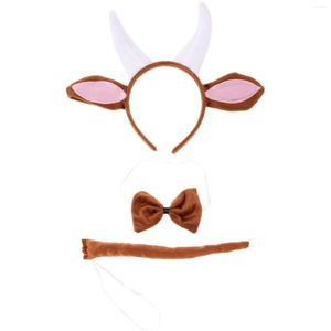 Bandanas Animal Headband Costume Ears Goat Tail Cosplay Set Ear Halloween Cattle Headbands Plushhorns Tie Party Cute Props Accessories 294g