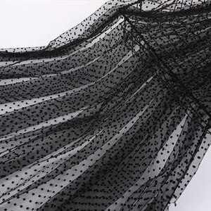 1yard flocking dot voile net tyg se genom drapera tyg tyll mesh hantverksmaterial för gardiner svart vit